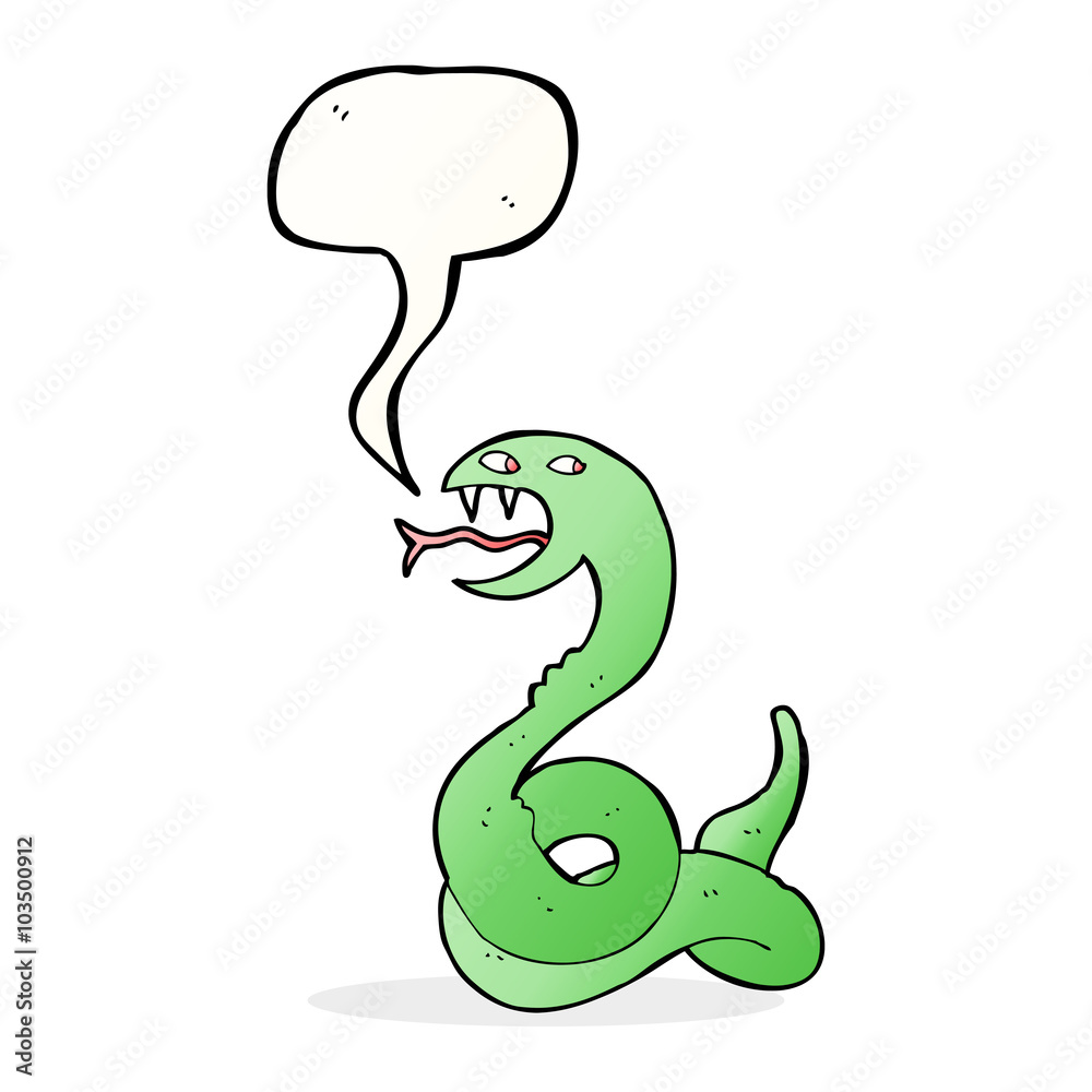 Fototapeta premium cartoon hissing snake with speech bubble