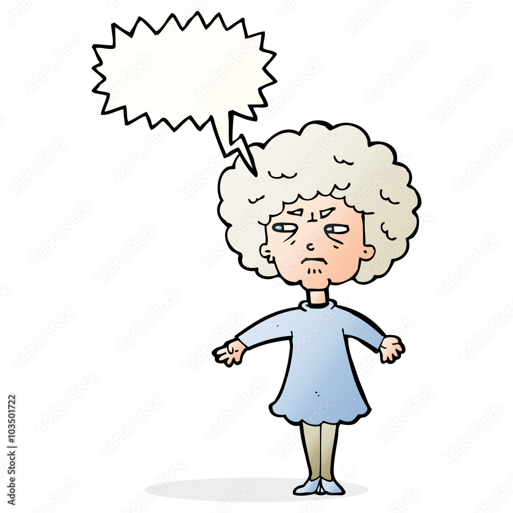 cartoon bitter old woman with speech bubble cartoon bitter old woman with speech bubble