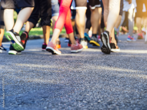 Marathon running activity People run in park outdoor Healthy lifestyle