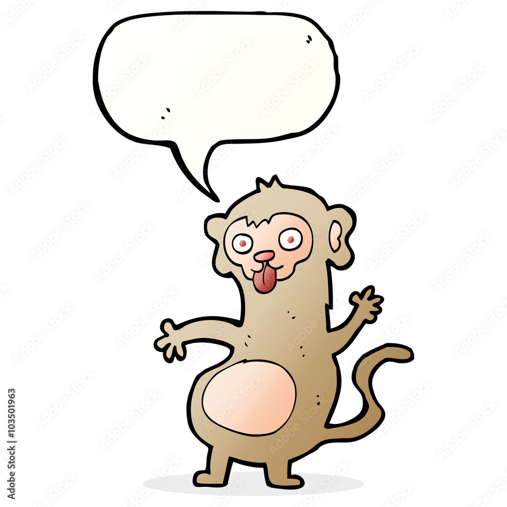 funny cartoon monkey with speech bubble funny cartoon monkey with speech bubble