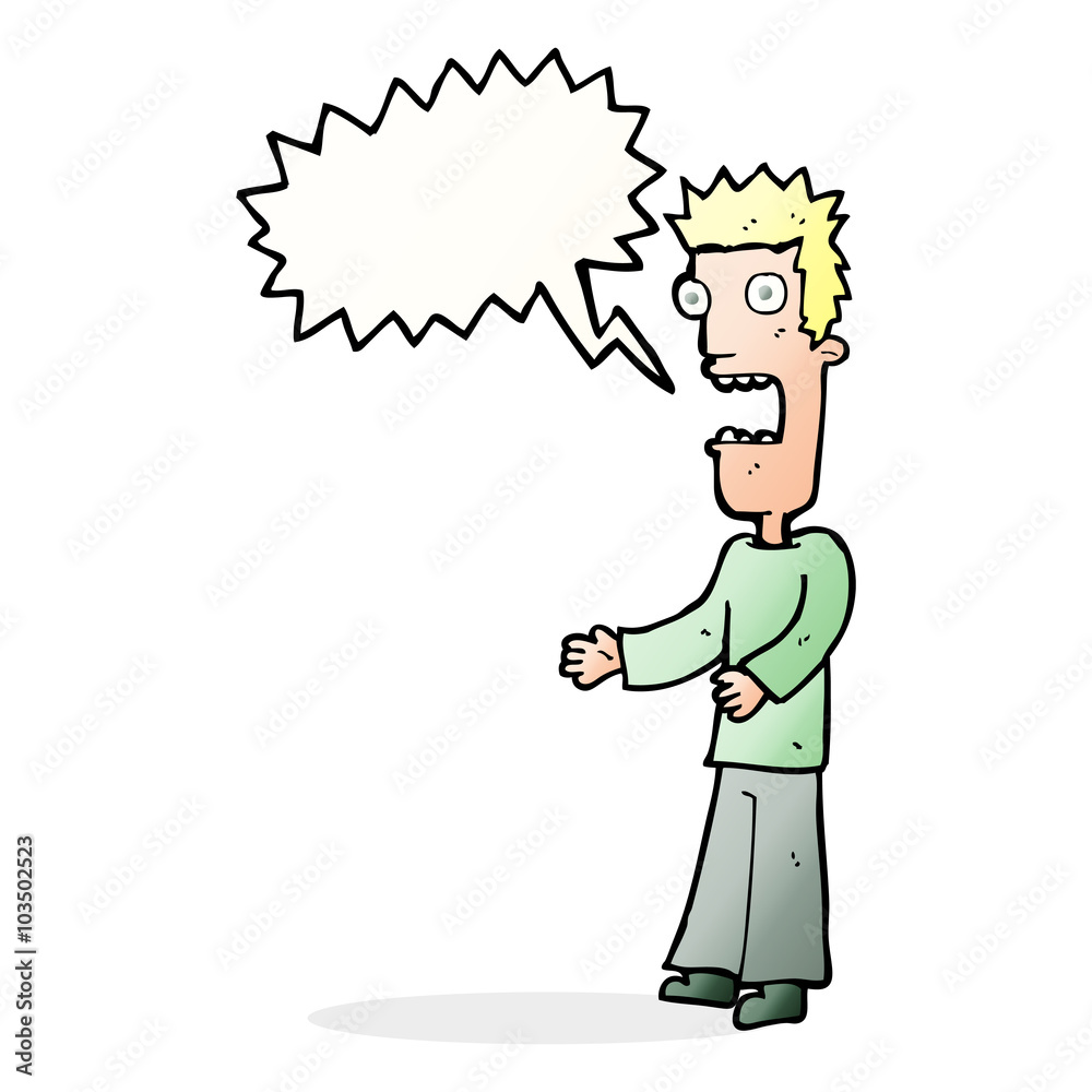 cartoon man freaking out with speech bubble cartoon man freaking out with speech bubble