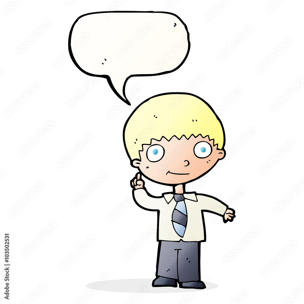 cartoon school boy with idea with speech bubble cartoon school boy with idea with speech bubble