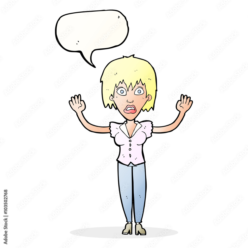 cartoon woman stressing out with speech bubble cartoon woman stressing out with speech bubble