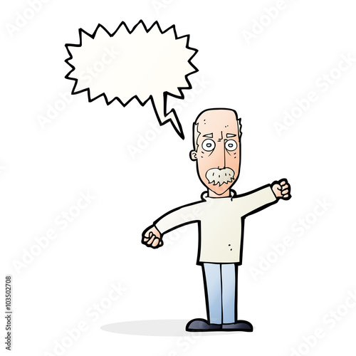 cartoon angry old man with speech bubble