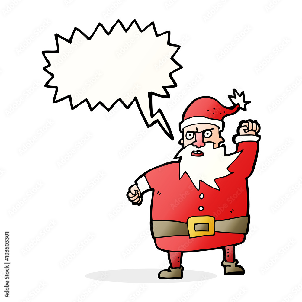 cartoon santa claus with speech bubble