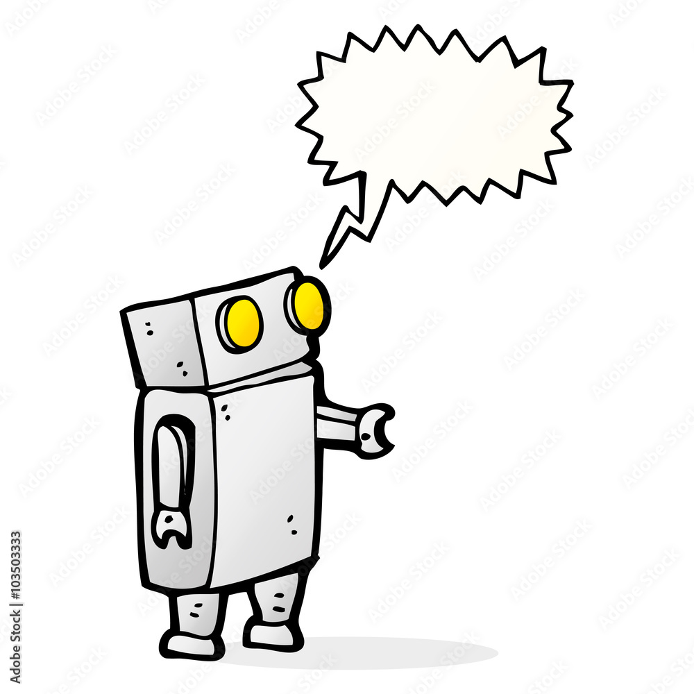 Fototapeta premium cartoon robot with speech bubble