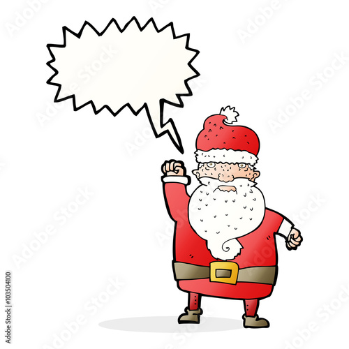 cartoon angry santa claus with speech bubble © lineartestpilot