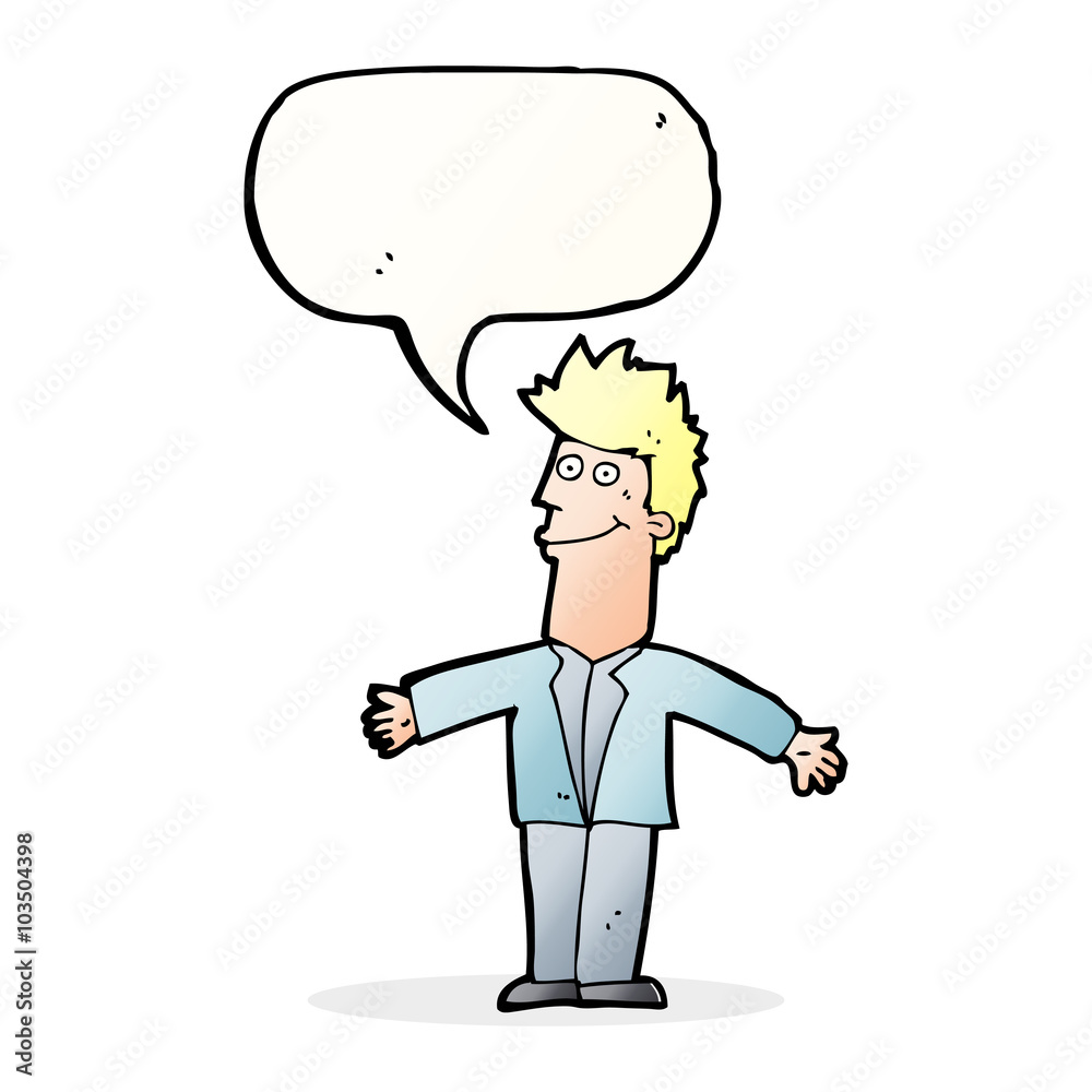 cartoon happy man with speech bubble cartoon happy man with speech bubble