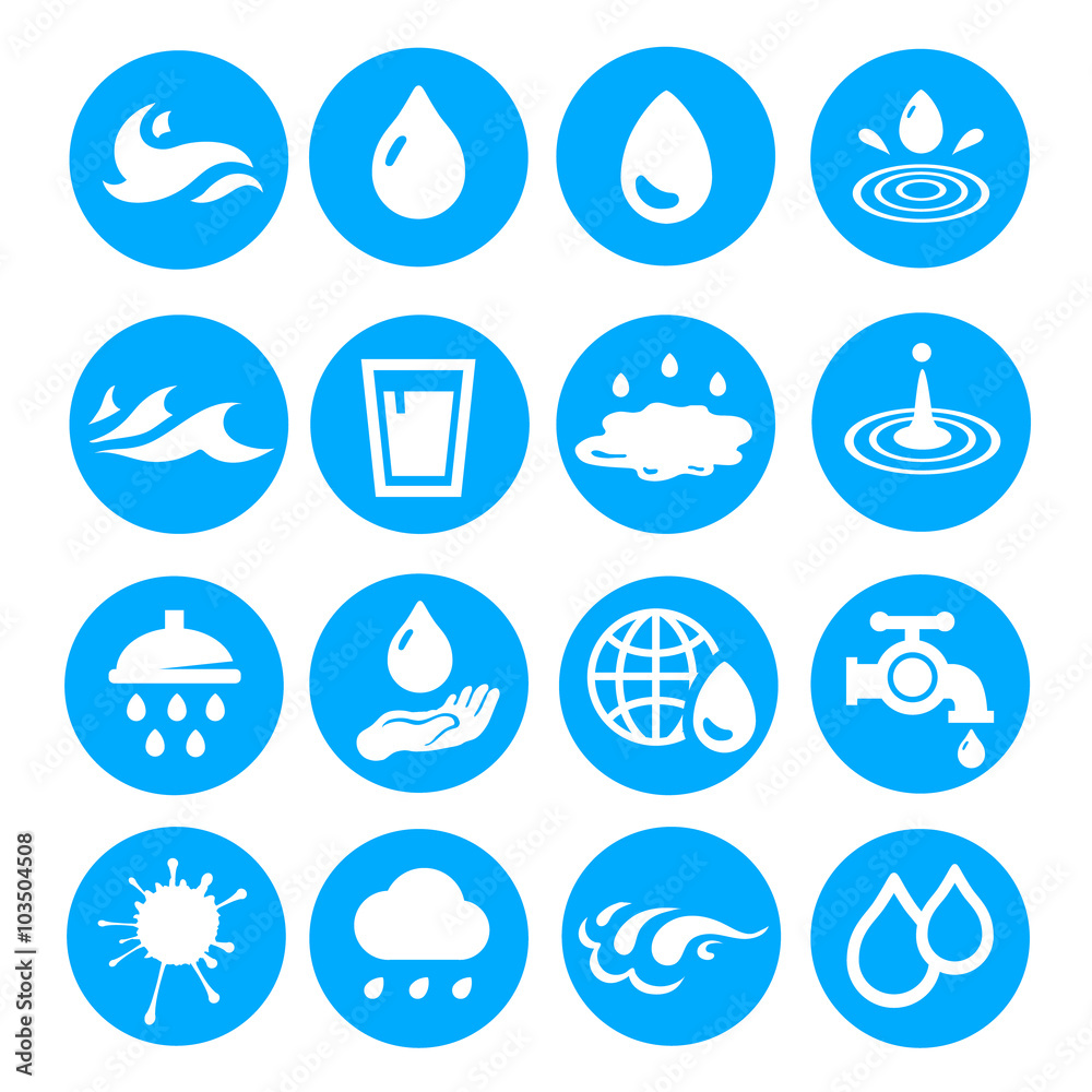 water drop set, blue icons or  buttons