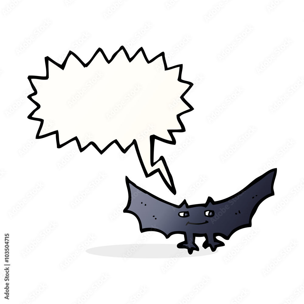 Fototapeta premium cartoon spooky vampire bat with speech bubble