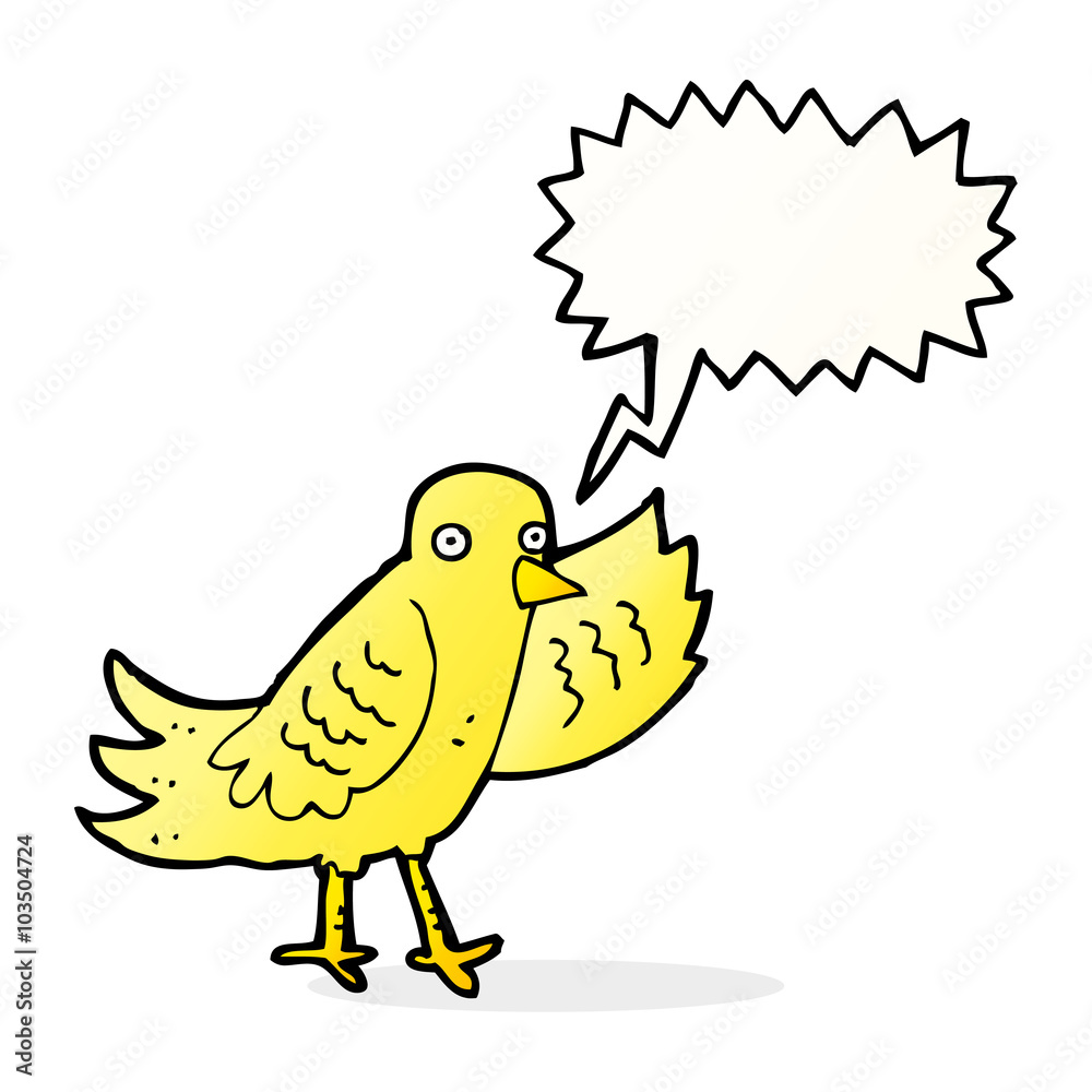 cartoon waving bird with speech bubble cartoon waving bird with speech bubble