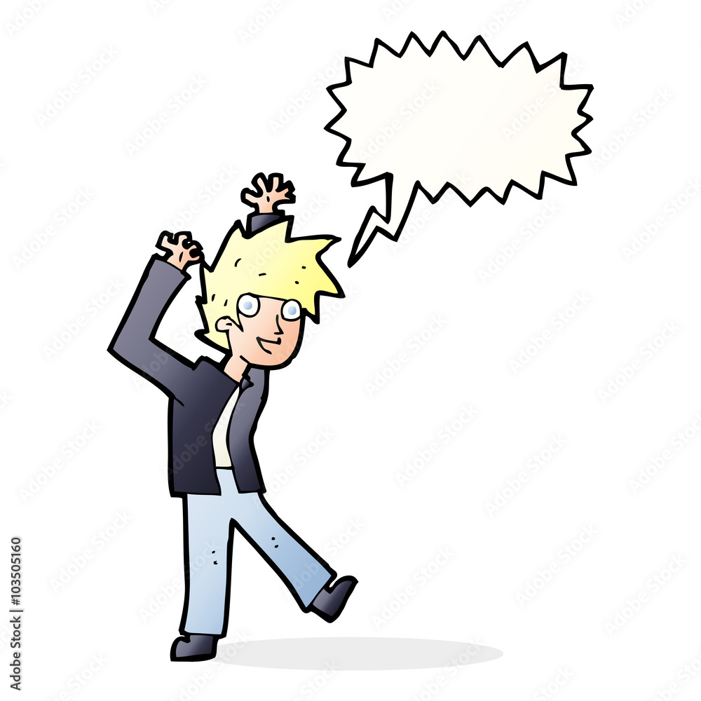 cartoon excited boy with speech bubble cartoon excited boy with speech bubble