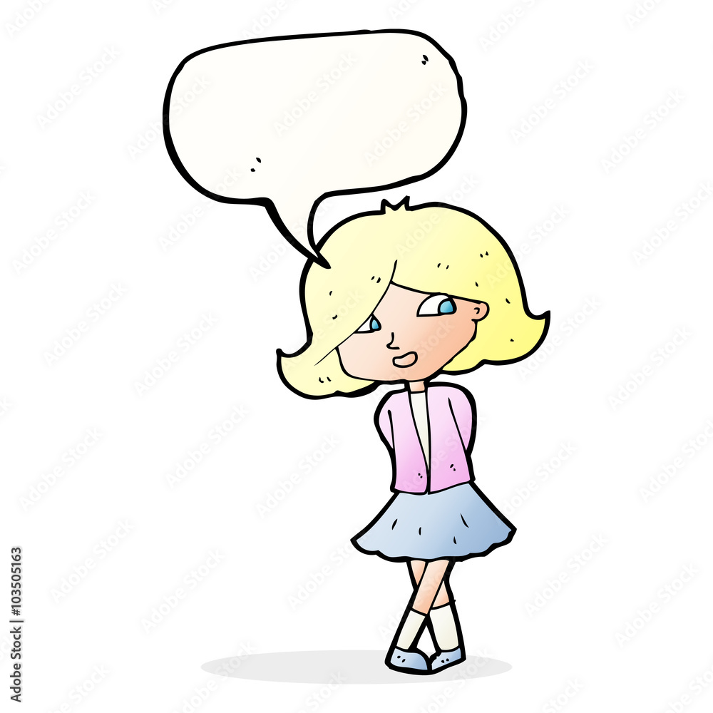 cartoon happy girl with speech bubble cartoon happy girl with speech bubble