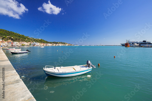 Fishing boats on the bay at Zakinthos town  Greece