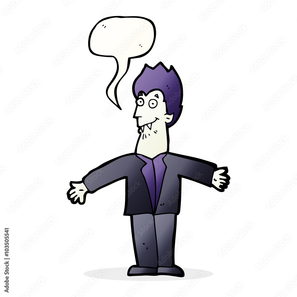 Fototapeta premium cartoon vampire man with speech bubble