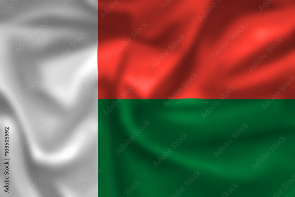 Madagascar flag pattern on the fabric texture