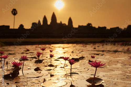 Beautiful sunrise at Angkor Wat temple