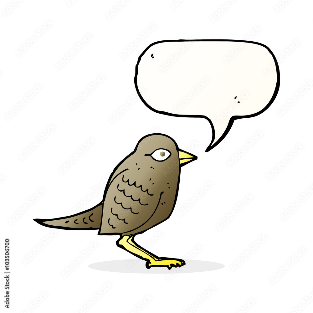 cartoon garden bird with speech bubble cartoon garden bird with speech bubble