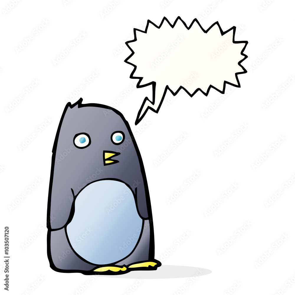 cartoon penguin with speech bubble cartoon penguin with speech bubble