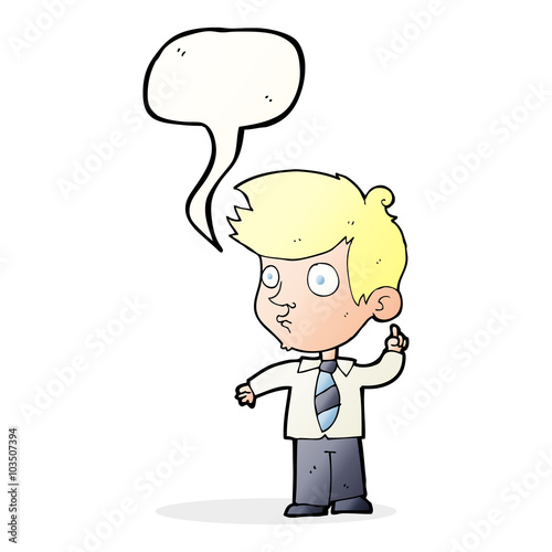 cartoon boy asking question with speech bubble
