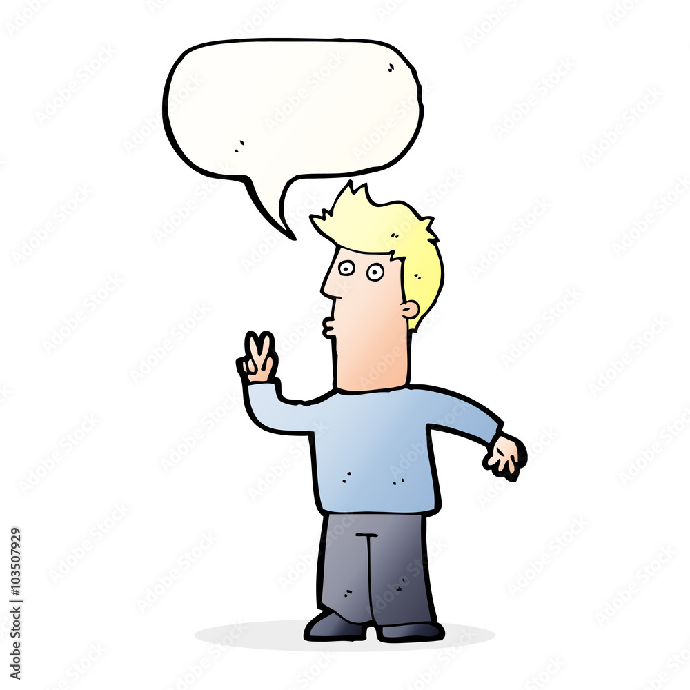 cartoon man signalling with hand with speech bubble cartoon man signalling with hand with speech bubble