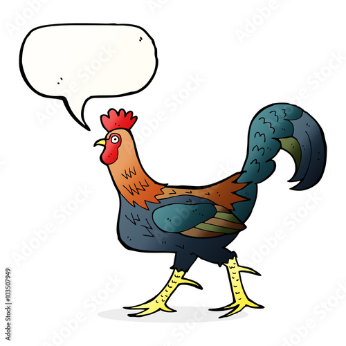 Slika na platnu cartoon cockerel with speech bubble