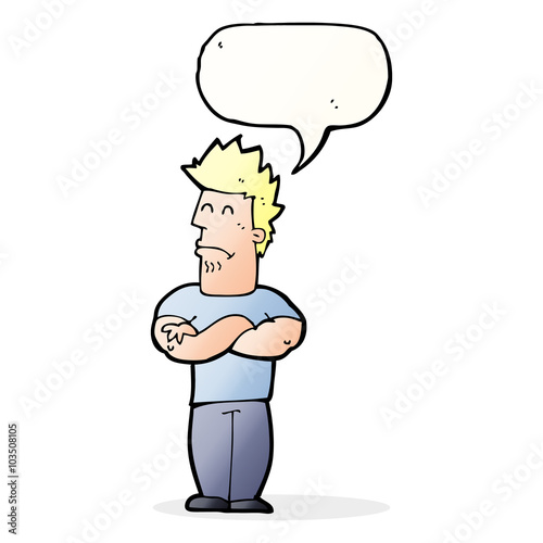 cartoon sulking man with speech bubble