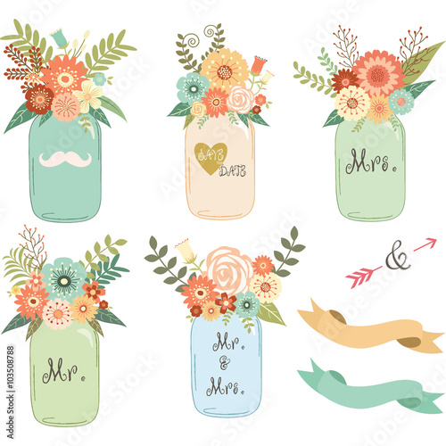 Mason Jar Wedding flower Collections