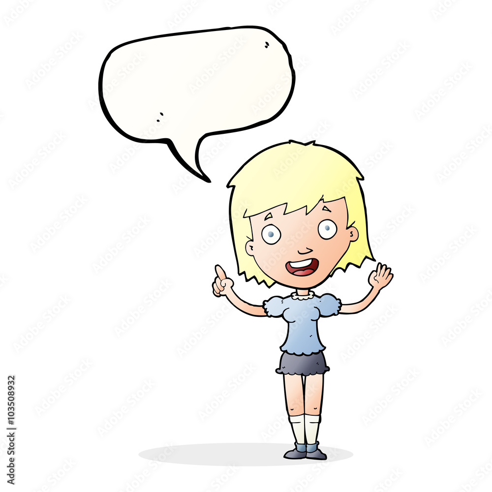 cartoon woman pointing with speech bubble cartoon woman pointing with speech bubble