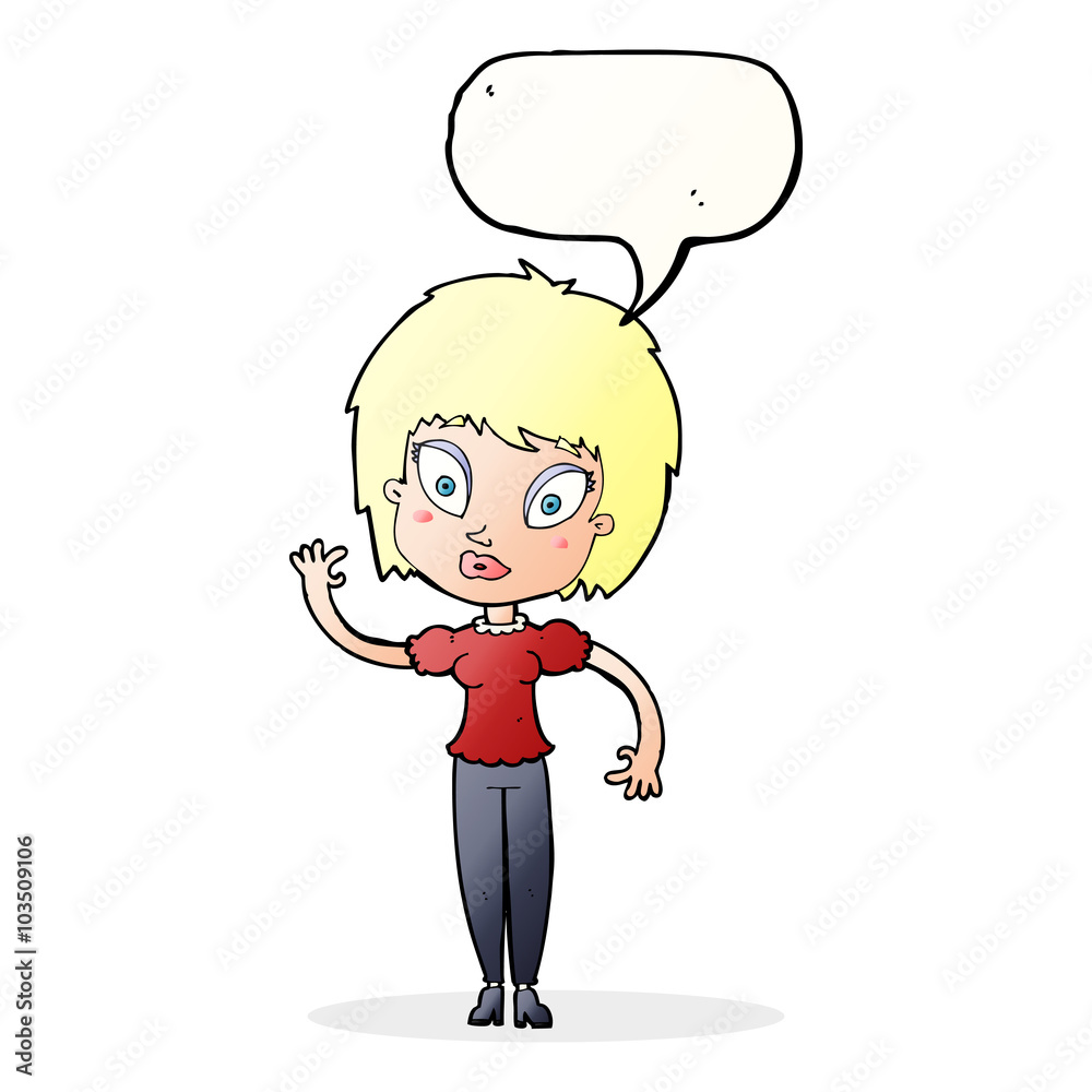 cartoon pretty girl with speech bubble cartoon pretty girl with speech bubble