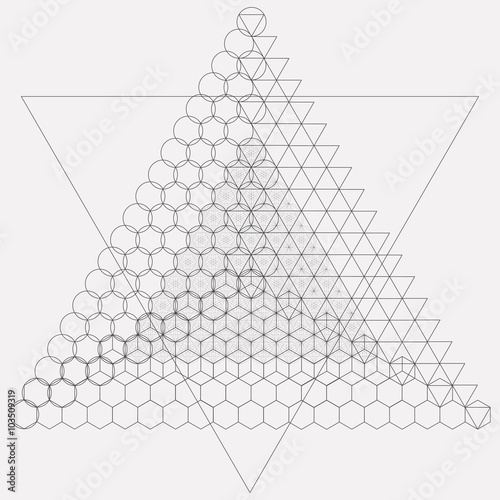Sacred geometry symbols and elements background.