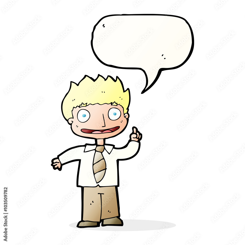 cartoon man with idea with speech bubble