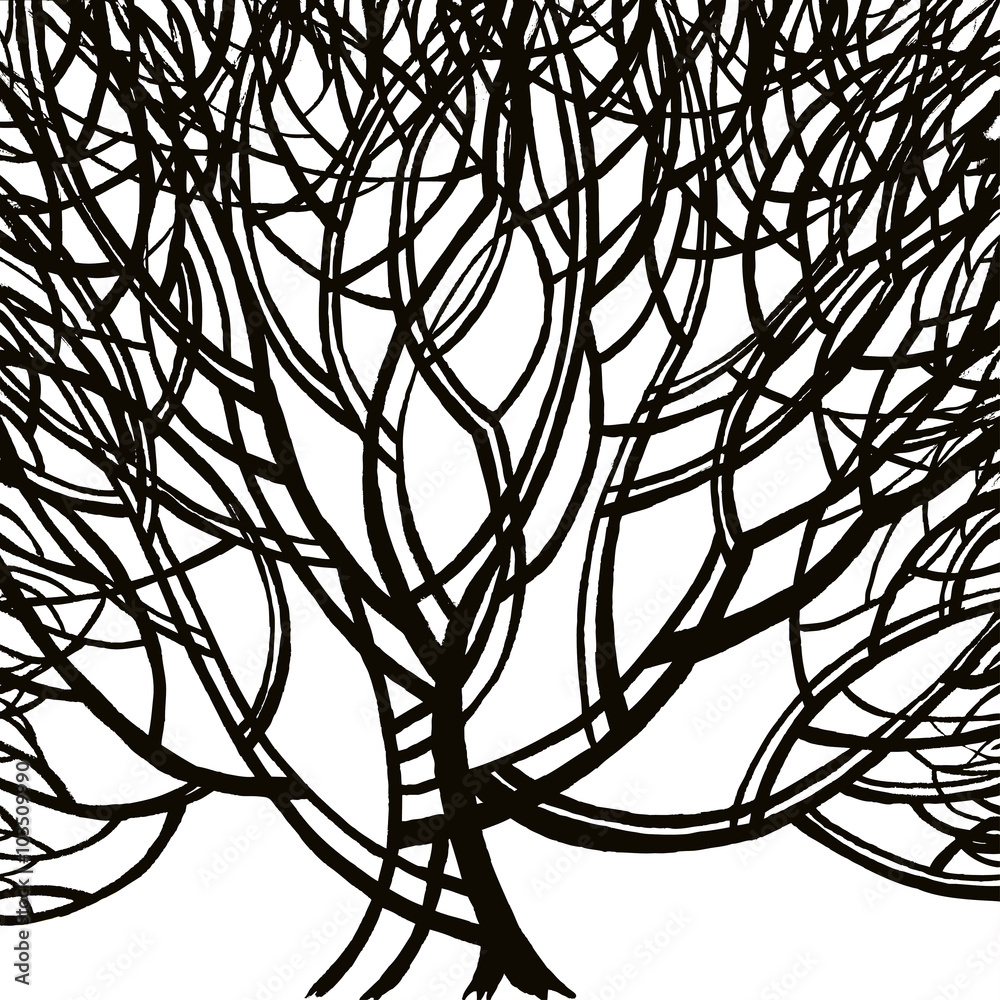 Stylized abstract green tree. Art illustration Stylized abstract green tree. Art illustration
