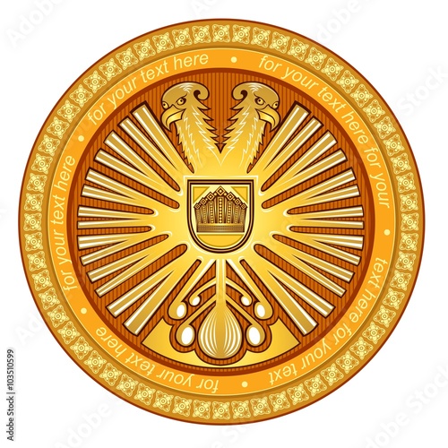vintage circle element with golden eagle in centre