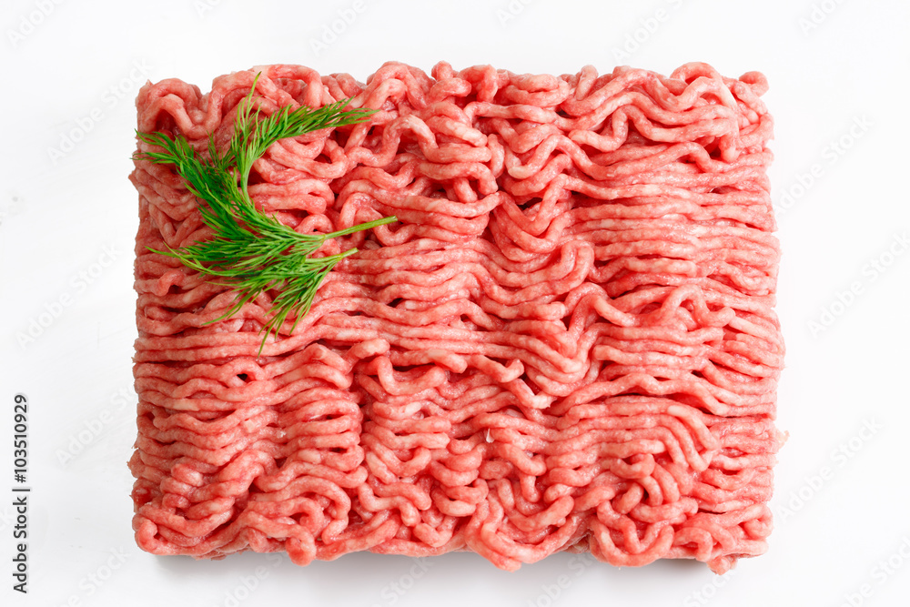 Forcemeat isolated on white background. Top view. Forcemeat isolated on white background. Top view.
