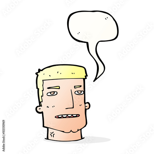 cartoon male head with speech bubble
