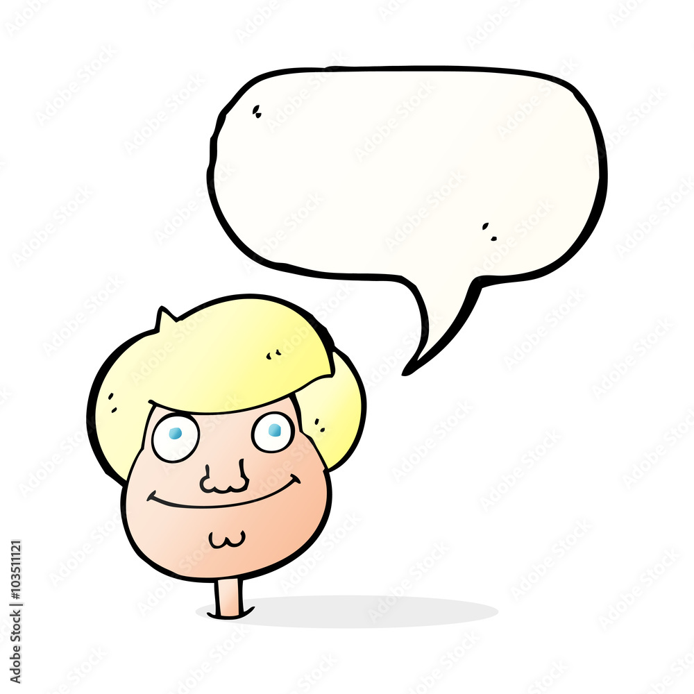 Fototapeta premium cartoon happy boy's face with speech bubble