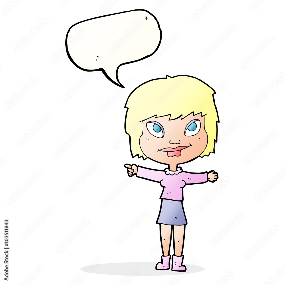cartoon woman pointing with speech bubble cartoon woman pointing with speech bubble