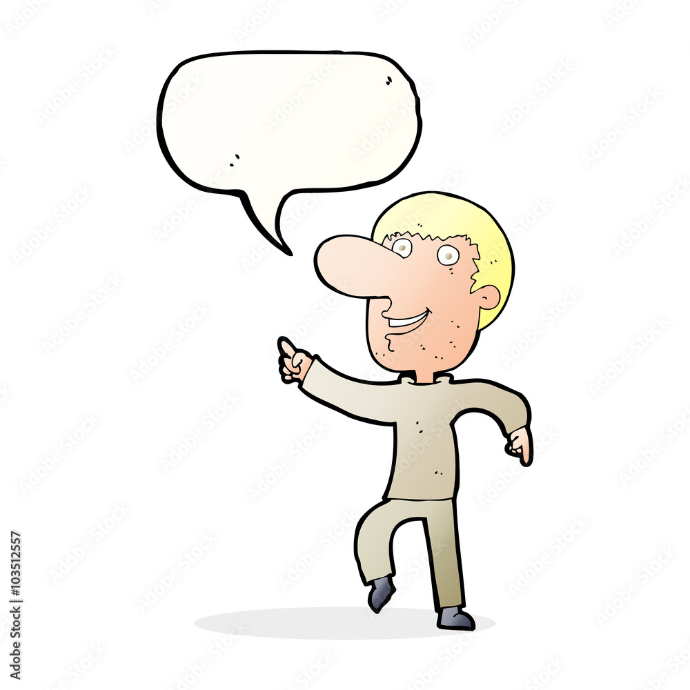 cartoon happy man dancing with speech bubble cartoon happy man dancing with speech bubble