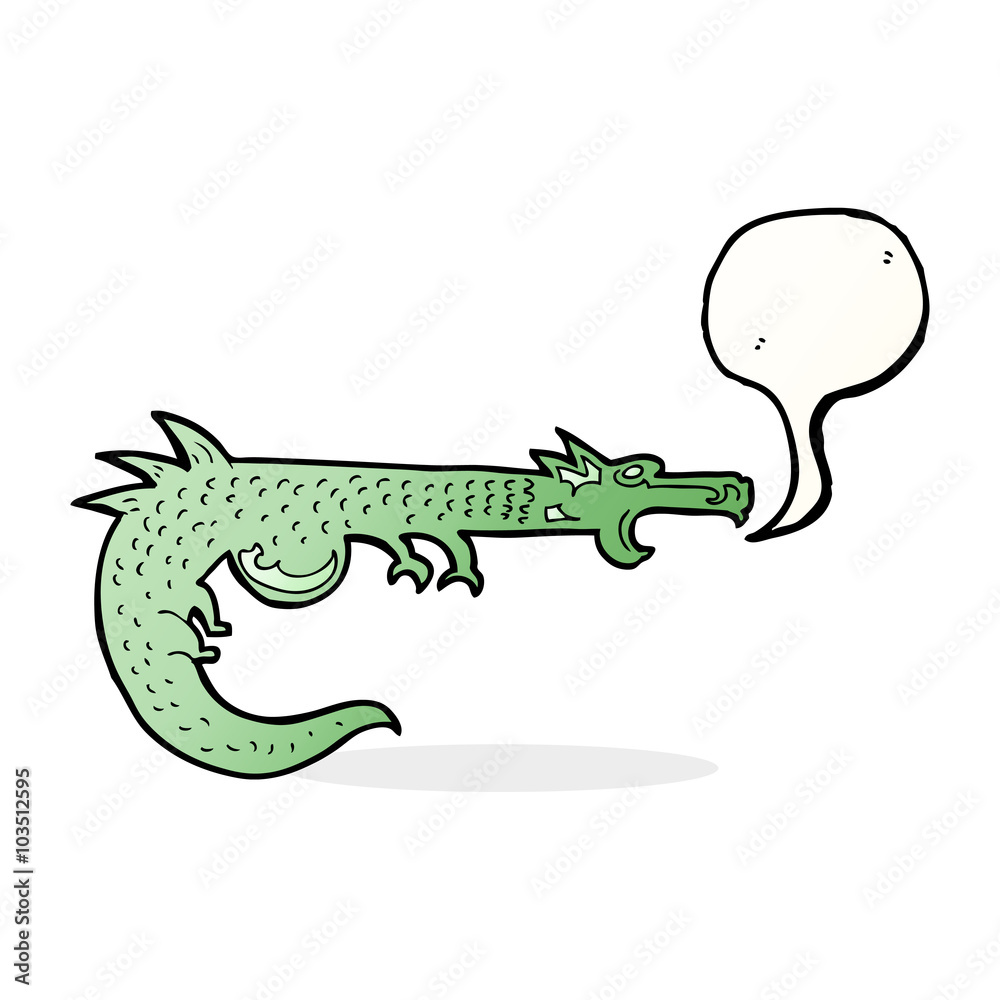 Fototapeta premium cartoon medieval dragon with speech bubble