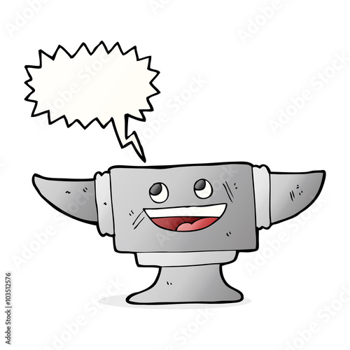 cartoon blacksmith anvil with speech bubble