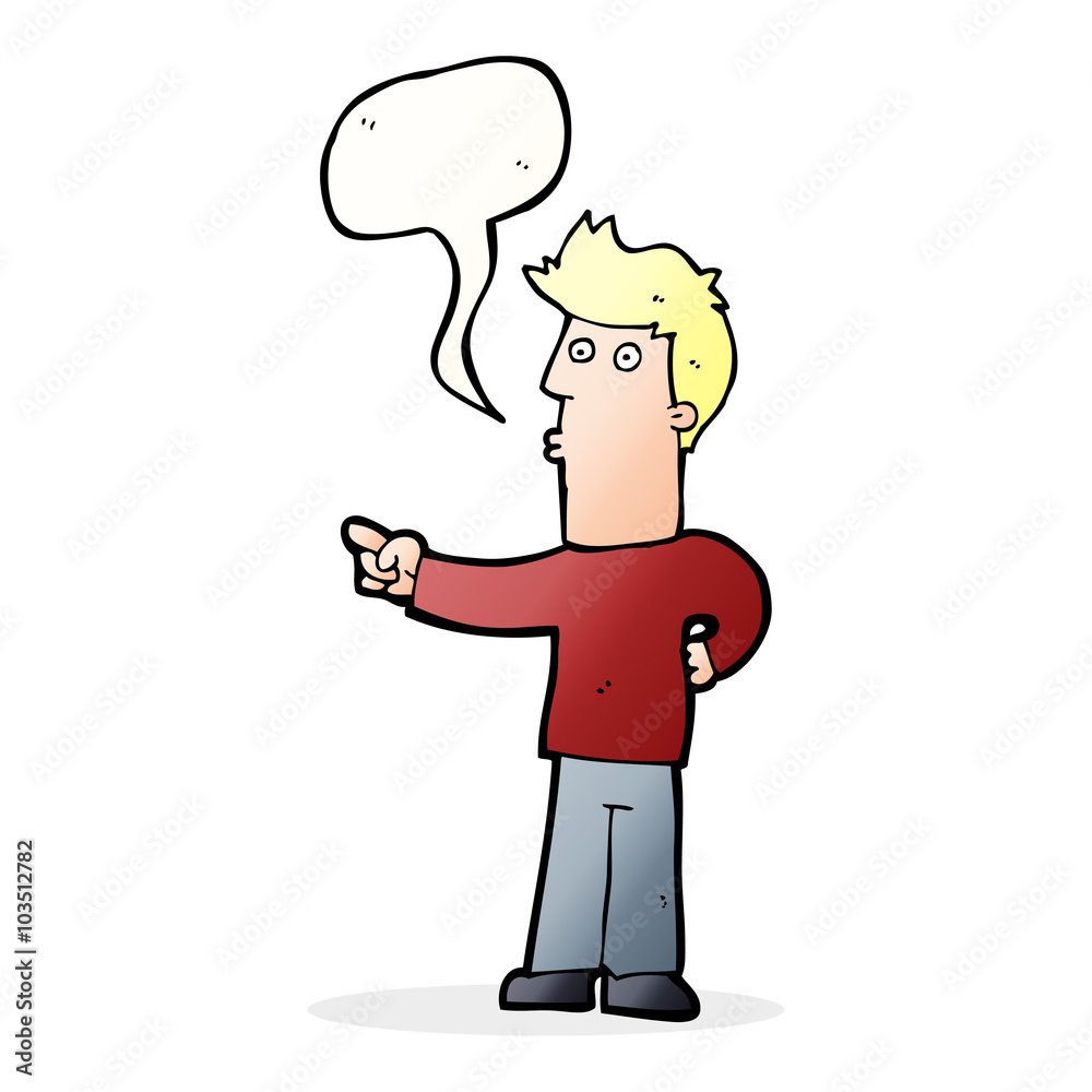 cartoon man pointing with speech bubble cartoon man pointing with speech bubble