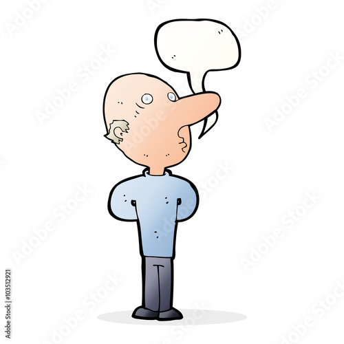cartoon balding man with speech bubble