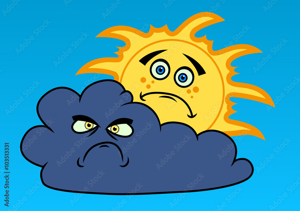 Cartoon sun and cloud Cartoon sun and cloud