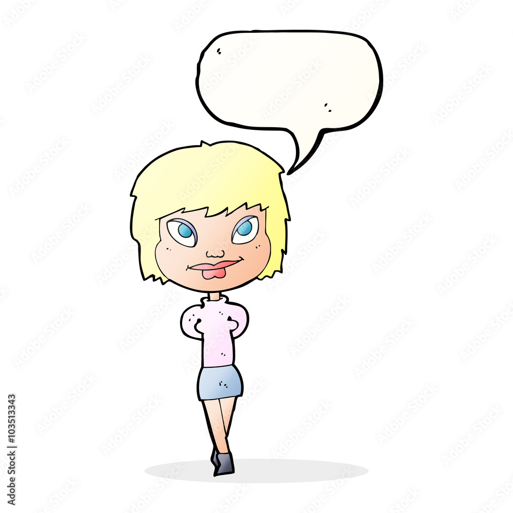 cartoon happy woman with speech bubble cartoon happy woman with speech bubble