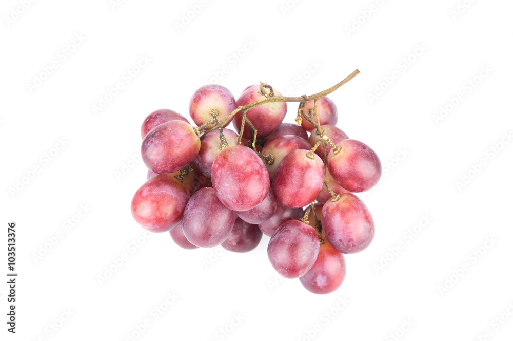 Red grapes isolate on white background