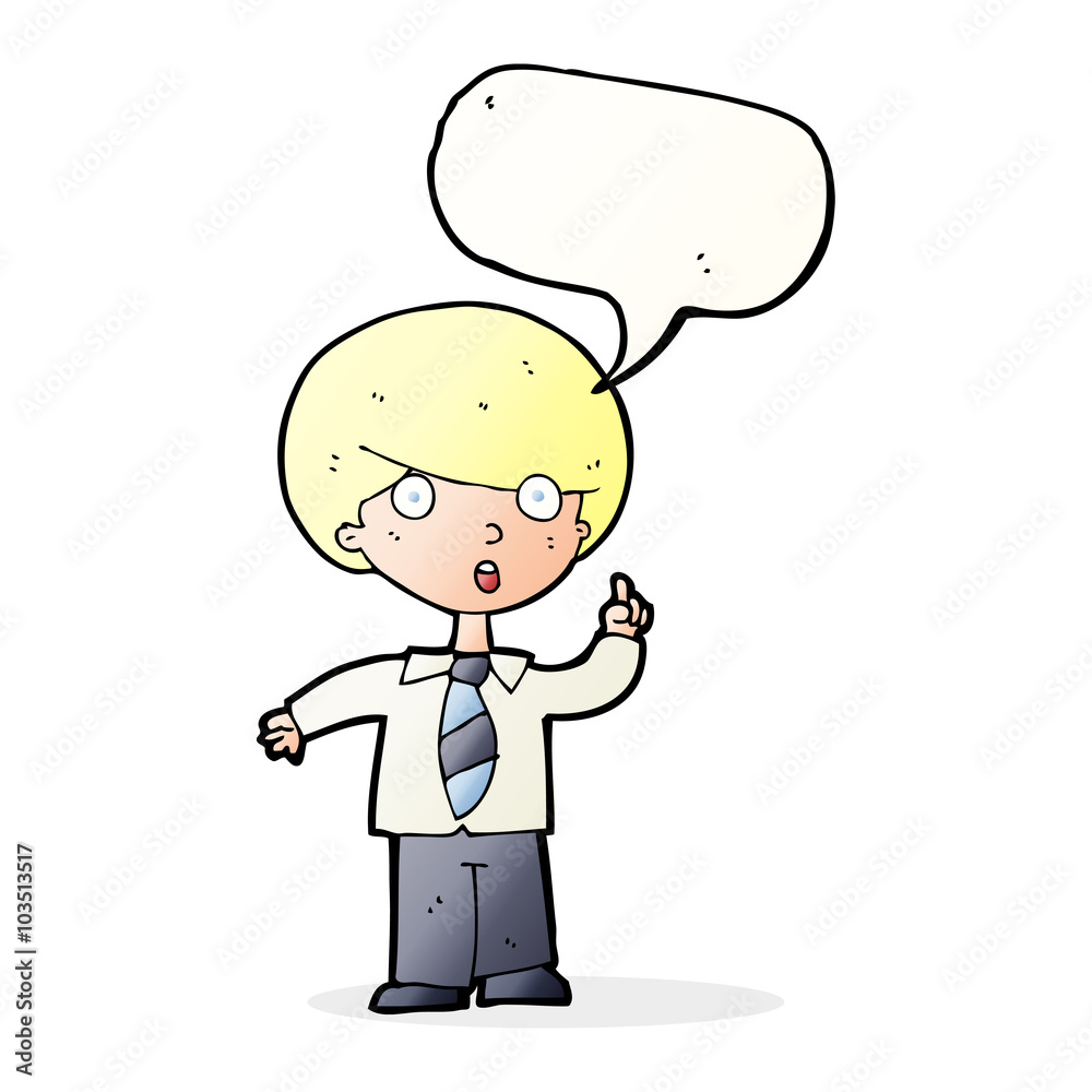 cartoon school boy answering question with speech bubble cartoon school boy answering question with speech bubble