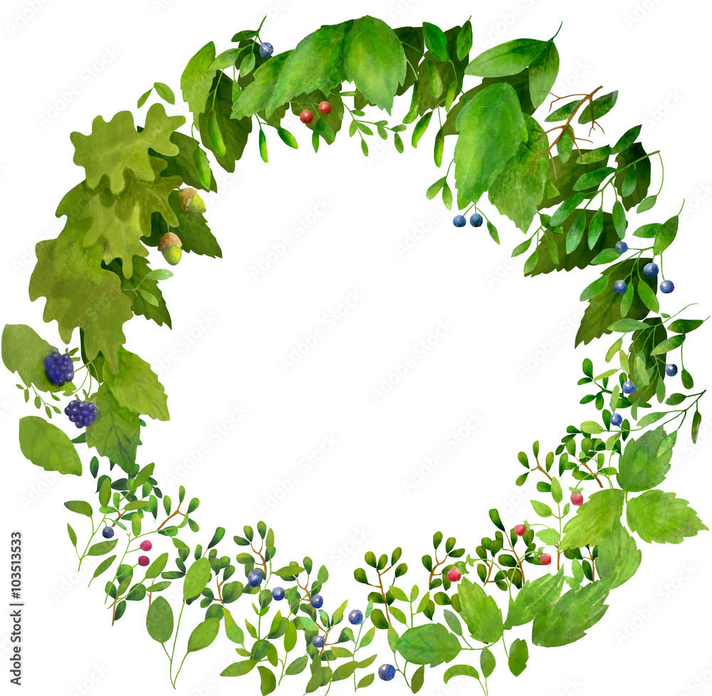 Fototapeta premium Plants and berries nature wreath