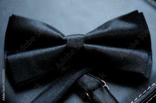 Closeup with elegant black bowtie