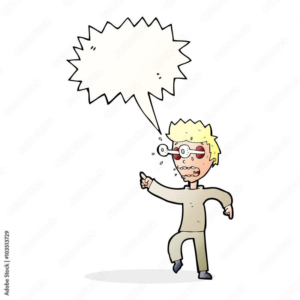 cartoon man with popping out eyes with speech bubble cartoon man with popping out eyes with speech bubble